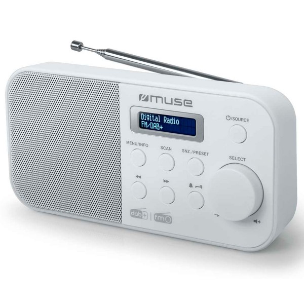 Muse m-109 dbw blanco radio dab+/fm portátil con altavoz integrado y pantalla